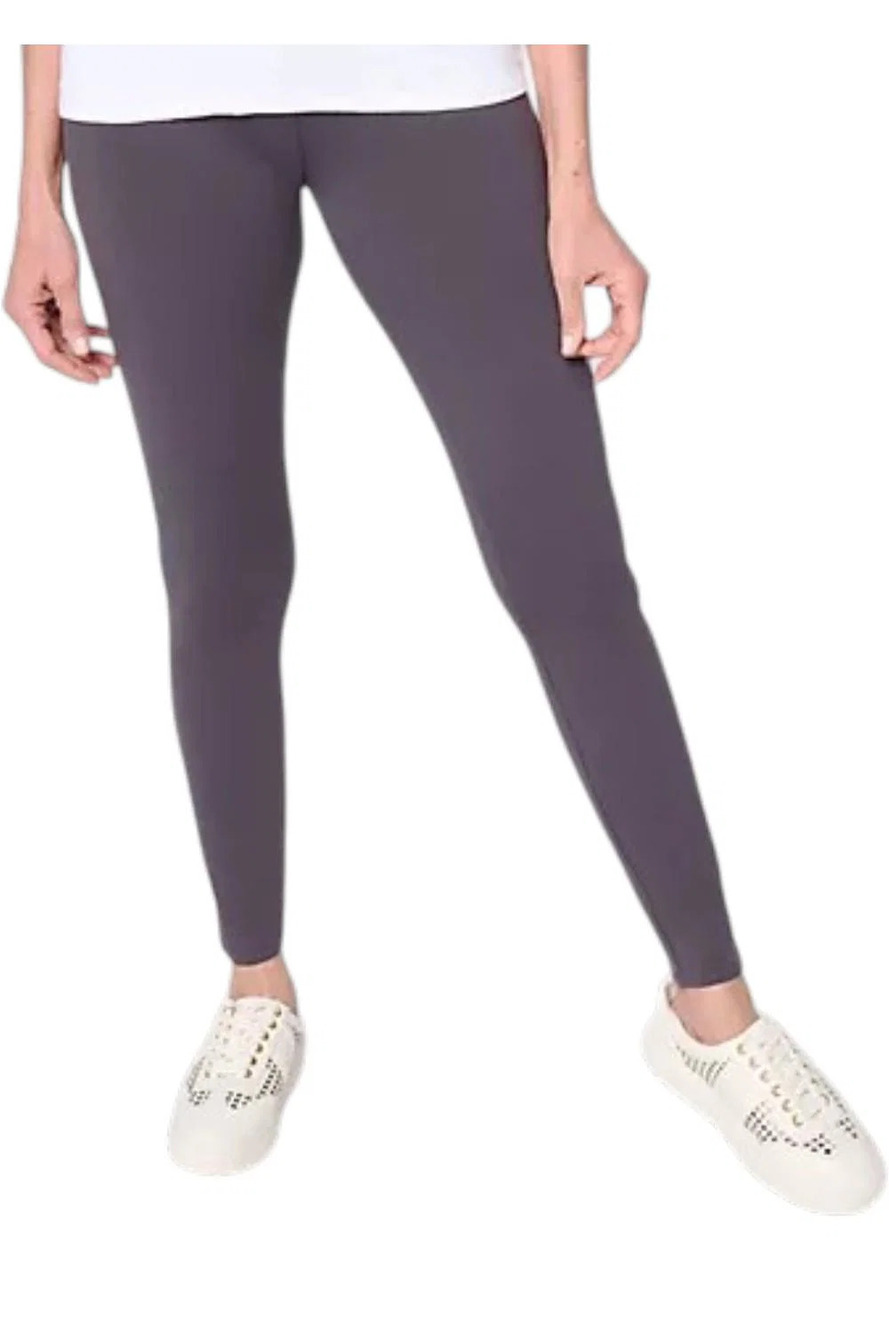 Denim & Co. Essentials Women's Ankle Length Leggings Charcoal Grey - Petite